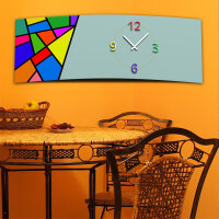 Wanduhr XXL 3D Optik Dixtime abstrakt Mosaik 30x90 cm...