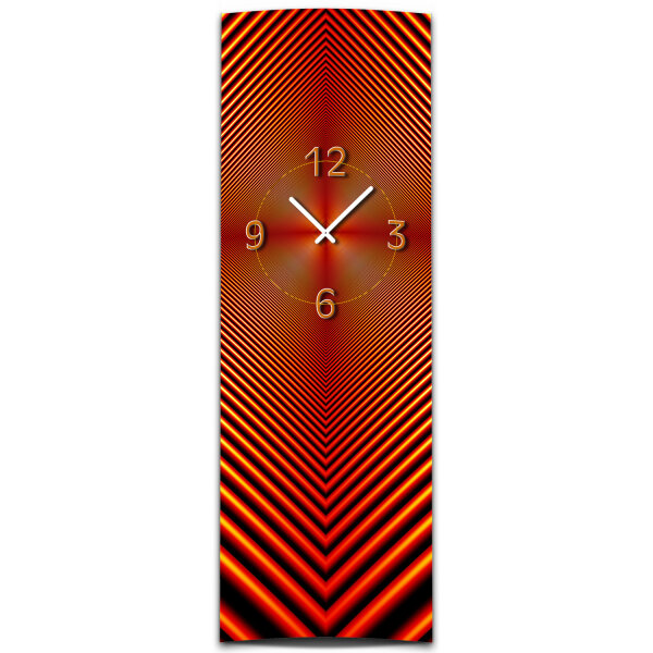 Wanduhr XXL 3D Optik Dixtime abstrakt rot 30x90 cm hochkant leises Uhrwerk GL-001H