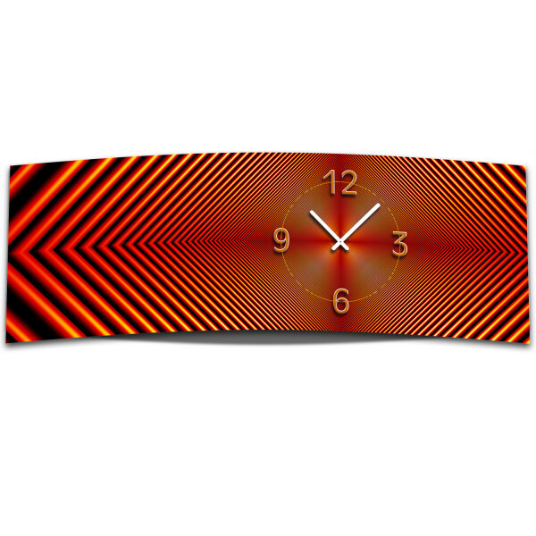 Wanduhr XXL 3D Optik abstrakt rot 30x90 cm leises Uhrwerk GL-001