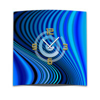Wanduhr XXL 3D Optik Dixtime blaue Rippen 50x50 cm leises...