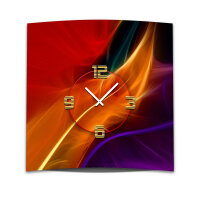 Wanduhr XXL 3D Optik Dixtime abstrakt orange Feder 50x50...