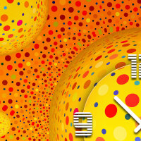 Wanduhr XXL 3D Optik Dixtime orange Punkte 50x50 cm leises Uhrwerk GQ-016