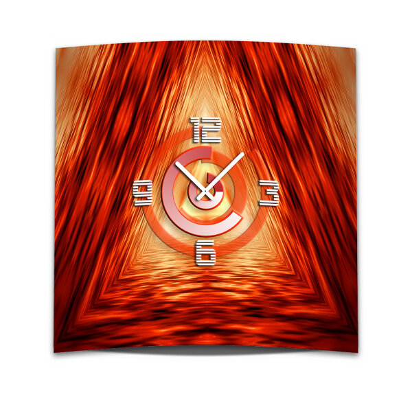 Wanduhr XXL 3D Optik Dixtime abstrakt rot orange 50x50 cm leises Uhrwerk GQ-014