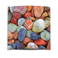 Wanduhr XXL 3D Optik Dixtime bunte Steine 50x50 cm leises...