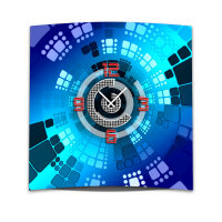 Wanduhr XXL 3D Optik Dixtime abstrakt blau 50x50 cm...