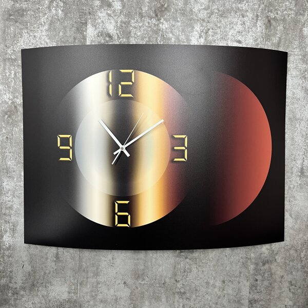 Wanduhr XXL 3D Optik Dixtime braun bronze Kreis 50x70 cm leises Uhrwerk GR-038