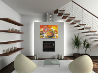 Wanduhr XXL 3D Optik Dixtime abstrakt orange 50x70 cm...