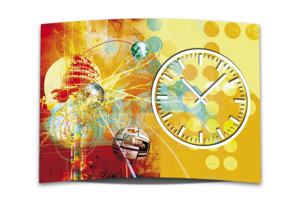 Wanduhr XXL 3D Optik Dixtime abstrakt orange 50x70 cm leises Uhrwerk GR-028