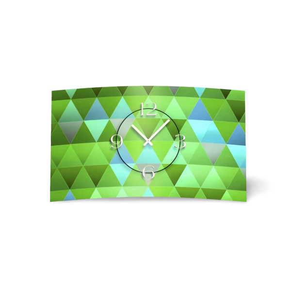 Digital Designer Art Dreiecke grün Designer Wanduhr abstrakt modernes Wanduhren Design leise kein ticken DIXTIME 3D-0410