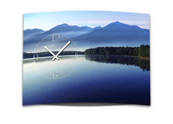 Wanduhr XXL 3D Optik Dixtime See Berge Wald 50x70 cm leises Uhrwerk GR-041