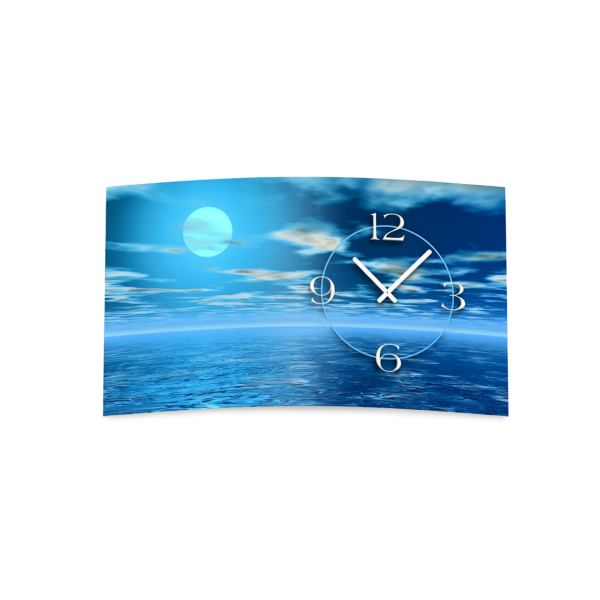 Digital Designer Art blue moon Designer Wanduhr modernes Wanduhren Design leise kein ticken DIXTIME 3D-0372