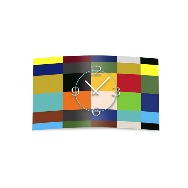 Digital Designer Art Kacheln bunt Designer Wanduhr modernes Wanduhren Design leise kein ticken DIXTIME 3D-0347