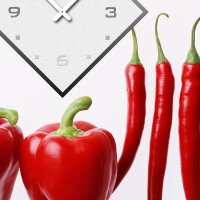 Wanduhr XXL 3D Optik Dixtime Tomate Paprika Chili 50x70 cm leises Uhrwerk GR-036