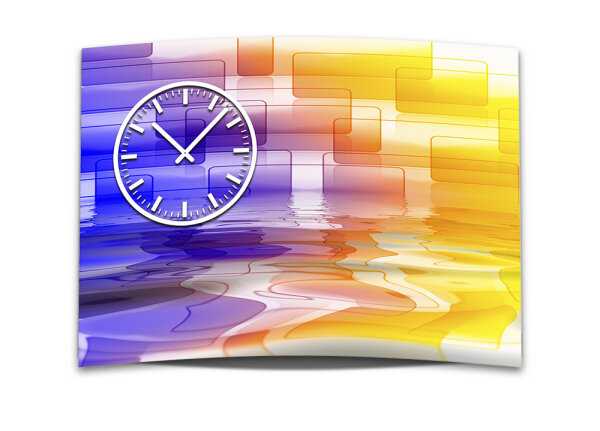 Wanduhr XXL 3D Optik Dixtime modern gelb lila 50x70 cm leises Uhrwerk GR-032