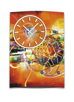 Wanduhr XXL 3D Optik Dixtime abstrakt orange 50x70 cm...