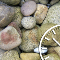 Wanduhr XXL 3D Optik Dixtime Steine Natur 50x70 cm leises Uhrwerk GR-026