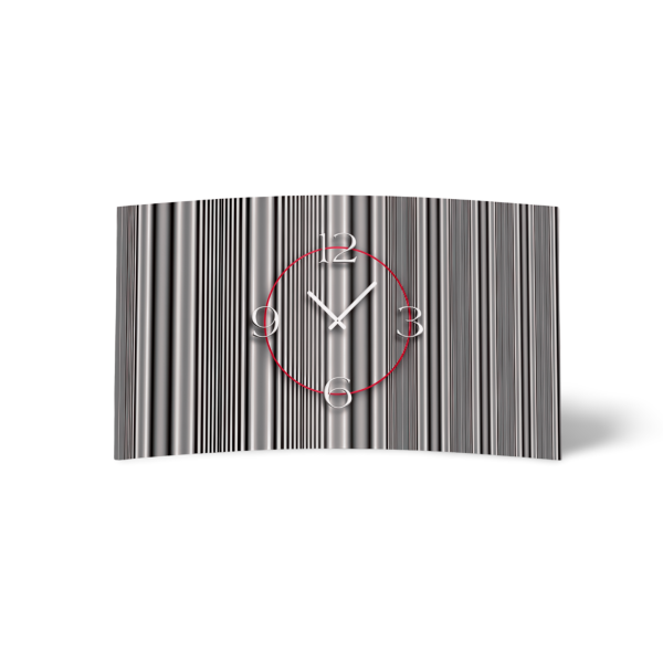 Muster Streifen grau Designer Wanduhr modernes Wanduhren Design leise kein ticken DIXTIME 3D-0279