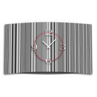 Muster Streifen grau Designer Wanduhr modernes Wanduhren Design leise kein ticken DIXTIME 3D-0279