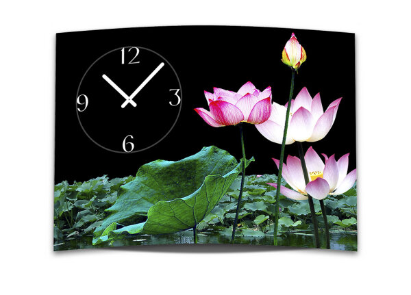 Wanduhr XXL 3D Optik Dixtime pink Lotus Blüte 50x70 cm leises Uhrwerk GR-024