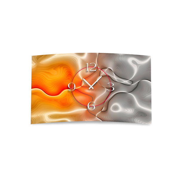 Abstrakt grau apricot Designer Wanduhr modernes Wanduhren Design leise kein ticken DIXTIME 3D-0267