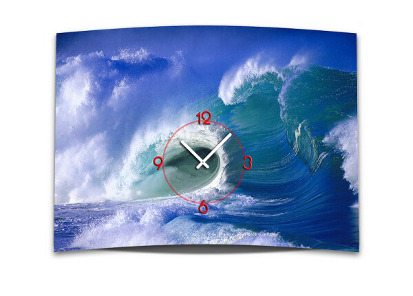 Wanduhr XXL 3D Optik Dixtime Meer Welle 50x70 cm leises Uhrwerk GR-023