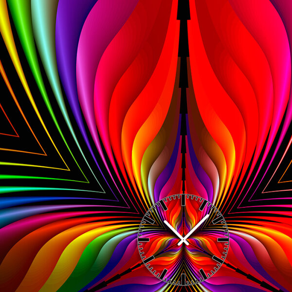 3080 Dixtime Designer Wanduhr, Wanduhren, ausgefallende Wohnraumuhr, bunt, psychedelisch