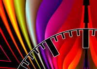 3080 Dixtime Designer Wanduhr, Wanduhren, ausgefallende Wohnraumuhr, bunt, psychedelisch