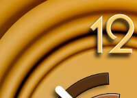 6151 Dixtime Designer Wanduhr, Wanduhren, edle Wohnraumuhr, zeitloses Design, caramell gold braun Nuancen,
