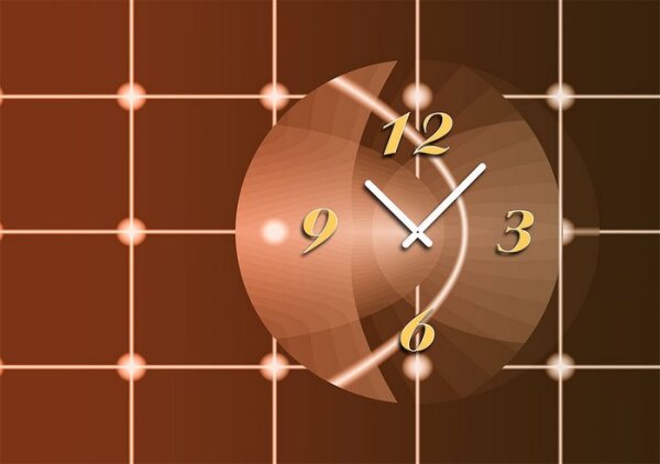 6147 "STARS AND SQUARES"  Luxusuhr, Dixtime Designer Wanduhr, edle Wanduhren, Wohnraumuhr klassisches Design, braun kupfer