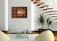 6147 "STARS AND SQUARES"  Luxusuhr, Dixtime Designer Wanduhr, edle Wanduhren, Wohnraumuhr klassisches Design, braun kupfer