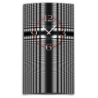 Abstrakt schwarz grau hochkant Designer Wanduhr modernes Wanduhren Design leise kein ticken dixtime 3D-0219