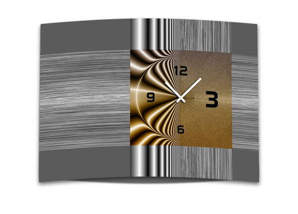 Wanduhr XXL 3D Optik Dixtime modern grau braun 50x70 cm leises Uhrwerk GR-016