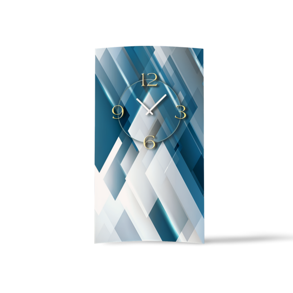 Abstrakt blau silbergrau Designer Wanduhr modernes Wanduhren Design leise kein ticken dixtime 3D-0176