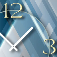 Abstrakt blau silbergrau Designer Wanduhr modernes Wanduhren Design leise kein ticken dixtime 3D-0176