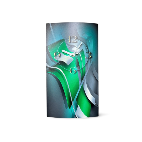 Abstrakt grün silbergrau Designer Wanduhr modernes Wanduhren Design leise kein ticken dixtime 3D-0175