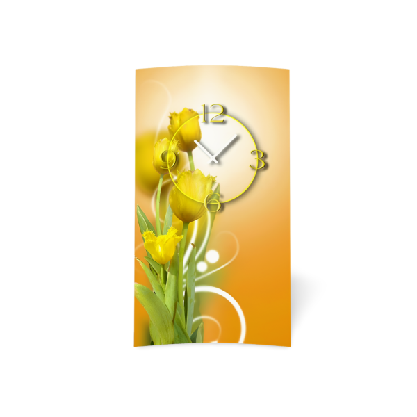 gelbe Tulpen Designer Wanduhr modernes Wanduhren Design leise kein ticken dixtime 3D-0171