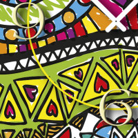 Doodle Kritzel bunt Designer Wanduhr modernes Wanduhren Design leise kein ticken dixtime 3D-0165