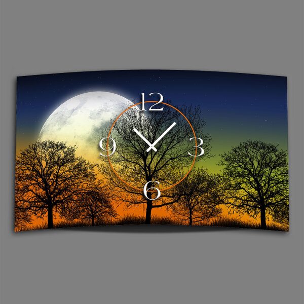 Vollmond Wald Designer Wanduhr modernes Wanduhren Design leise kein ticken dixtime 3D-0159