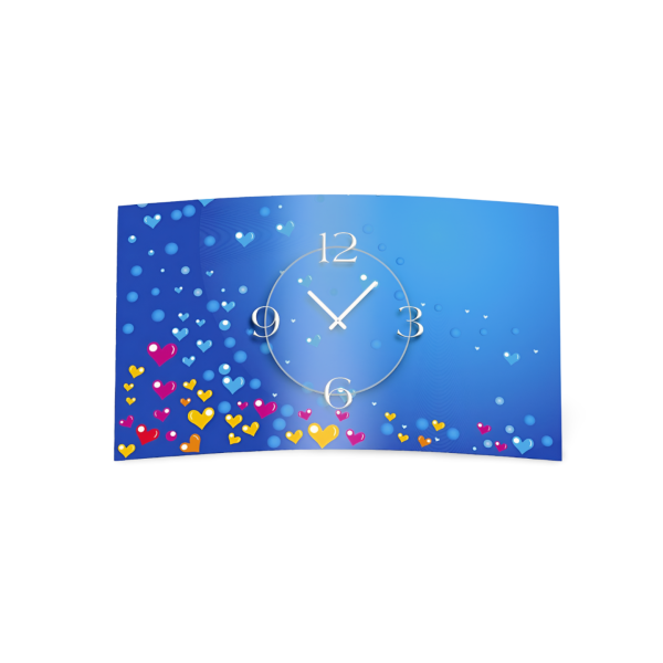 bunte Herzen Designer Wanduhr modernes Wanduhren Design leise kein ticken dixtime 3D-0155
