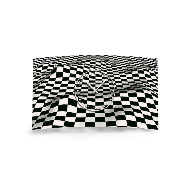 Karo schwarz weiß 2tone Designer Wanduhr modernes Wanduhren Design leise kein ticken dixtime 3D-0154