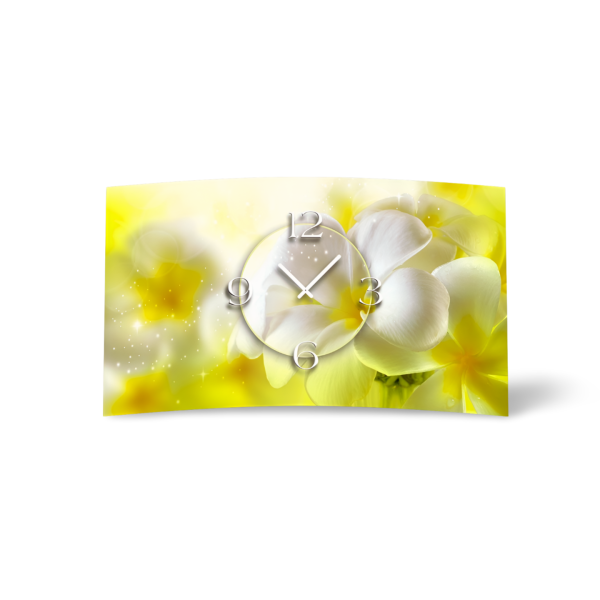 Blumen weiß gelb Designer Wanduhr modernes Wanduhren Design leise kein ticken dixtime 3D-0153