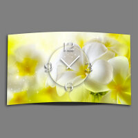 Blumen weiß gelb Designer Wanduhr modernes...