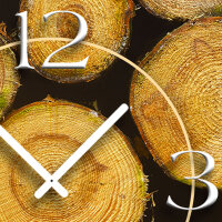Holz Scheite Designer Wanduhr modernes Wanduhren Design leise kein ticken dixtime 3D-0152