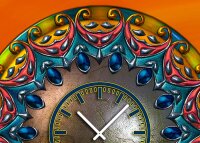 Tischuhr 30cmx30cm inkl. Alu-Ständer -antikes Design Artefakt Rosette  geräuschloses Quarzuhrwerk -Wanduhr-Standuhr TU3787 DIXTIME