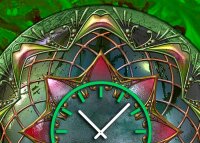 Tischuhr 30cmx30cm inkl. Alu-Ständer -antikes Design Steampunk Artefakt grün geräuschloses Quarzuhrwerk -Wanduhr-Standuhr TU3789 DIXTIME