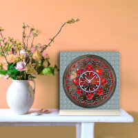 Tischuhr 30cmx30cm inkl. Alu-Ständer -antikes Design...