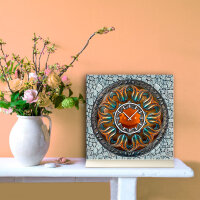 Tischuhr 30cmx30cm inkl. Alu-Ständer -antikes Design Steampunk Artefakt Bronze geräuschloses Quarzuhrwerk -Wanduhr-Standuhr TU3792 DIXTIME