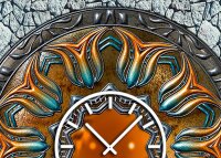 Tischuhr 30cmx30cm inkl. Alu-Ständer -antikes Design Steampunk Artefakt Bronze geräuschloses Quarzuhrwerk -Wanduhr-Standuhr TU3792 DIXTIME