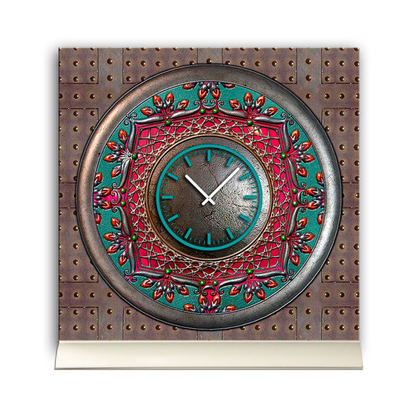 Tischuhr 30cmx30cm inkl. Alu-Ständer -antikes Design Steampunk Artefakt   geräuschloses Quarzuhrwerk -Wanduhr-Standuhr TU3793 DIXTIME