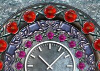 Tischuhr 30cmx30cm inkl. Alu-Ständer -antikes Design Artefakt Steampunk Rosette geräuschloses Quarzuhrwerk -Wanduhr-Standuhr TU3794 DIXTIME